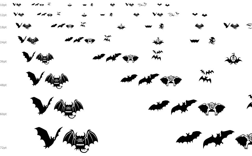 Bats Symbols schriftart Wasserfall