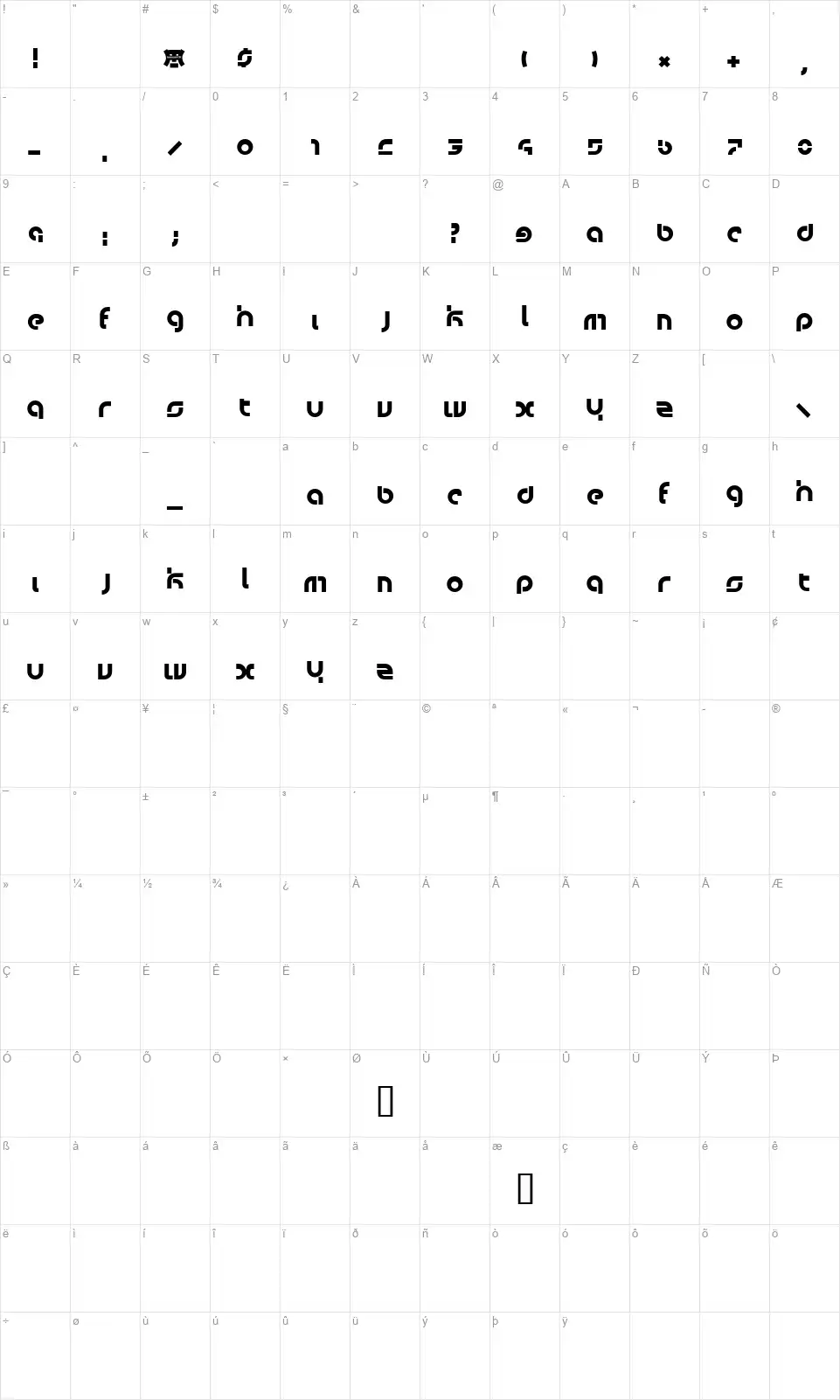 Bauwerckfont character map