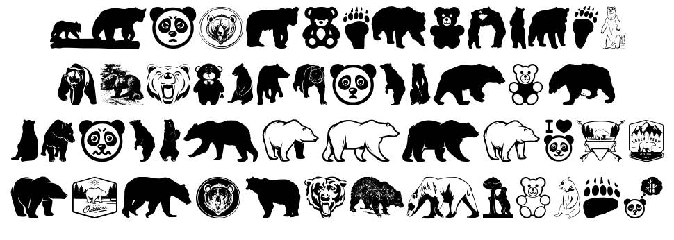 Bear Icons font Örnekler
