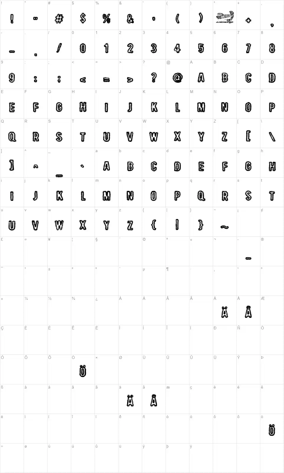 Beast Of Burdenfont character map