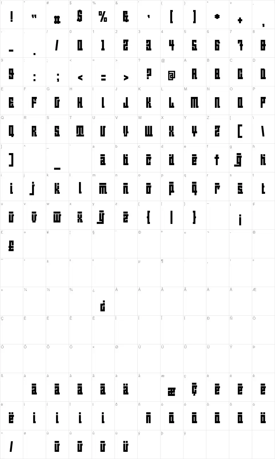 BeijingWigoWhatfont character map