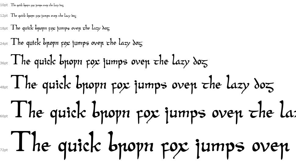 Beowulf Modern font Şelale