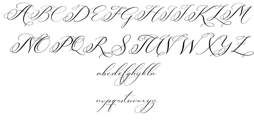Berlishanty Calligraphy font specimens