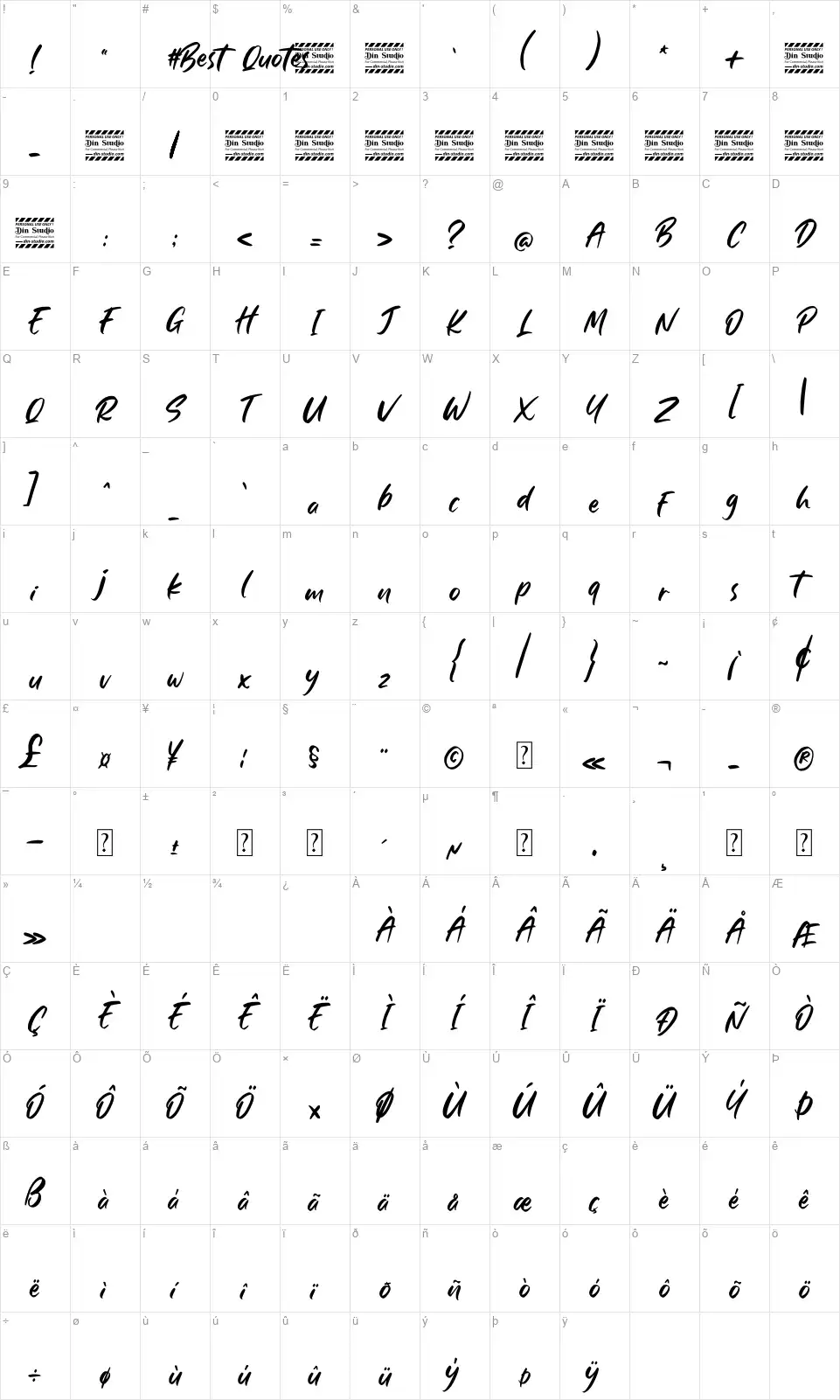 Best Quotesfont character map
