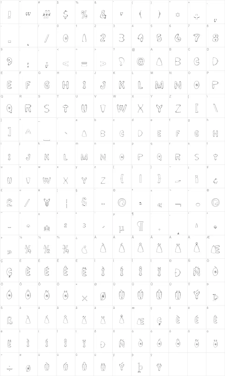 Big Breastfont character map