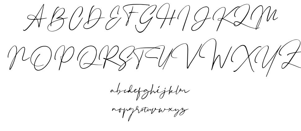 Binetta Signature font specimens