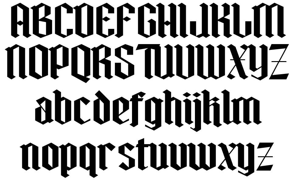 Blackiron font specimens