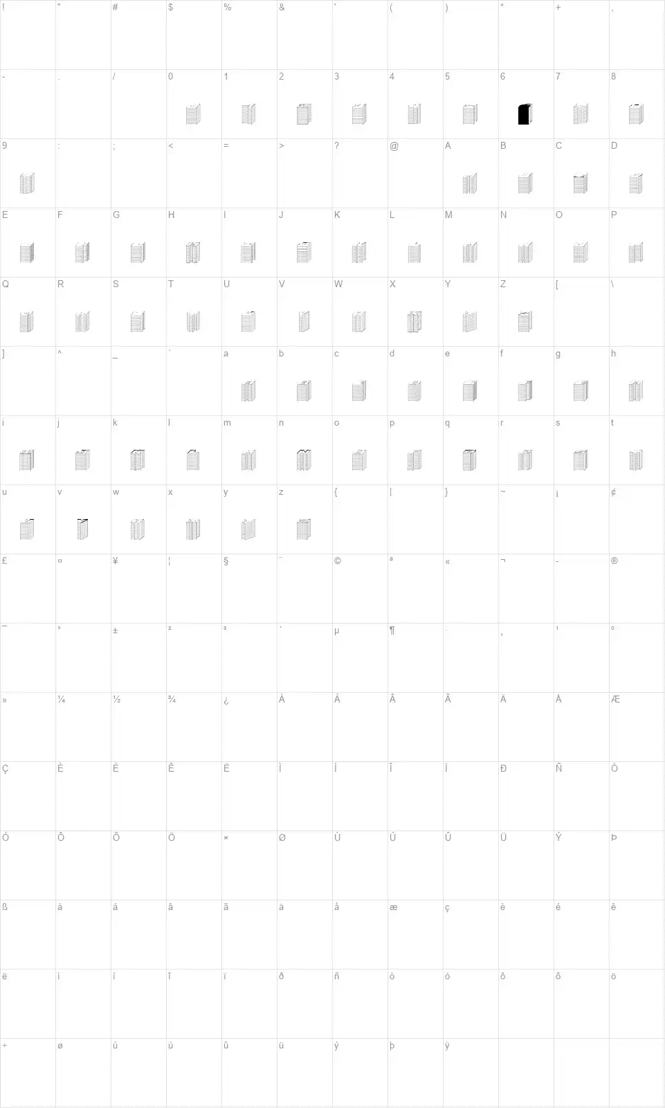 Block 1900font character map