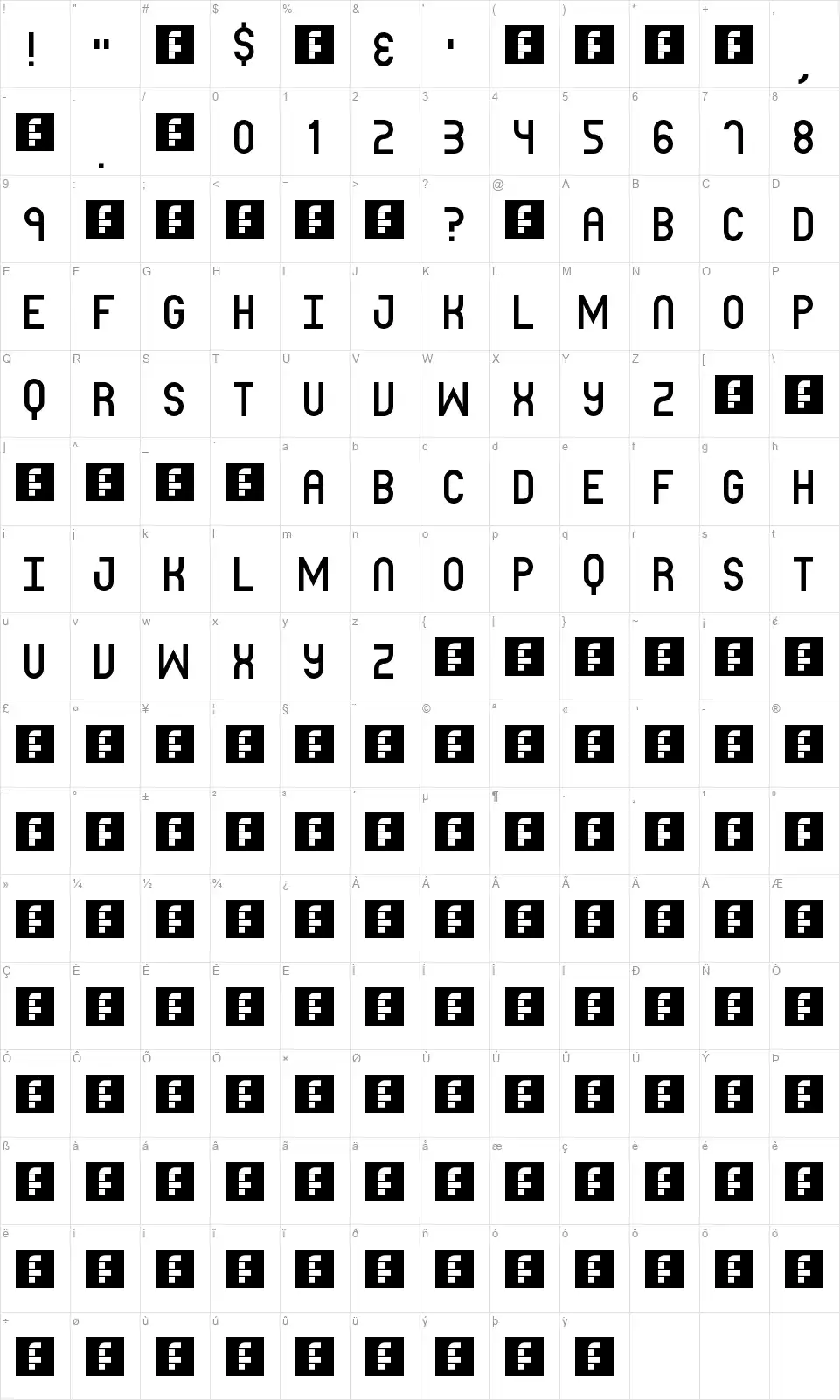 Blueberry Piefont character map