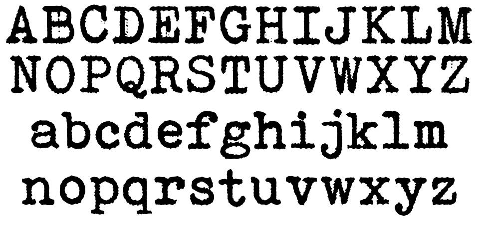 Bohemian Typewriter 字形 标本