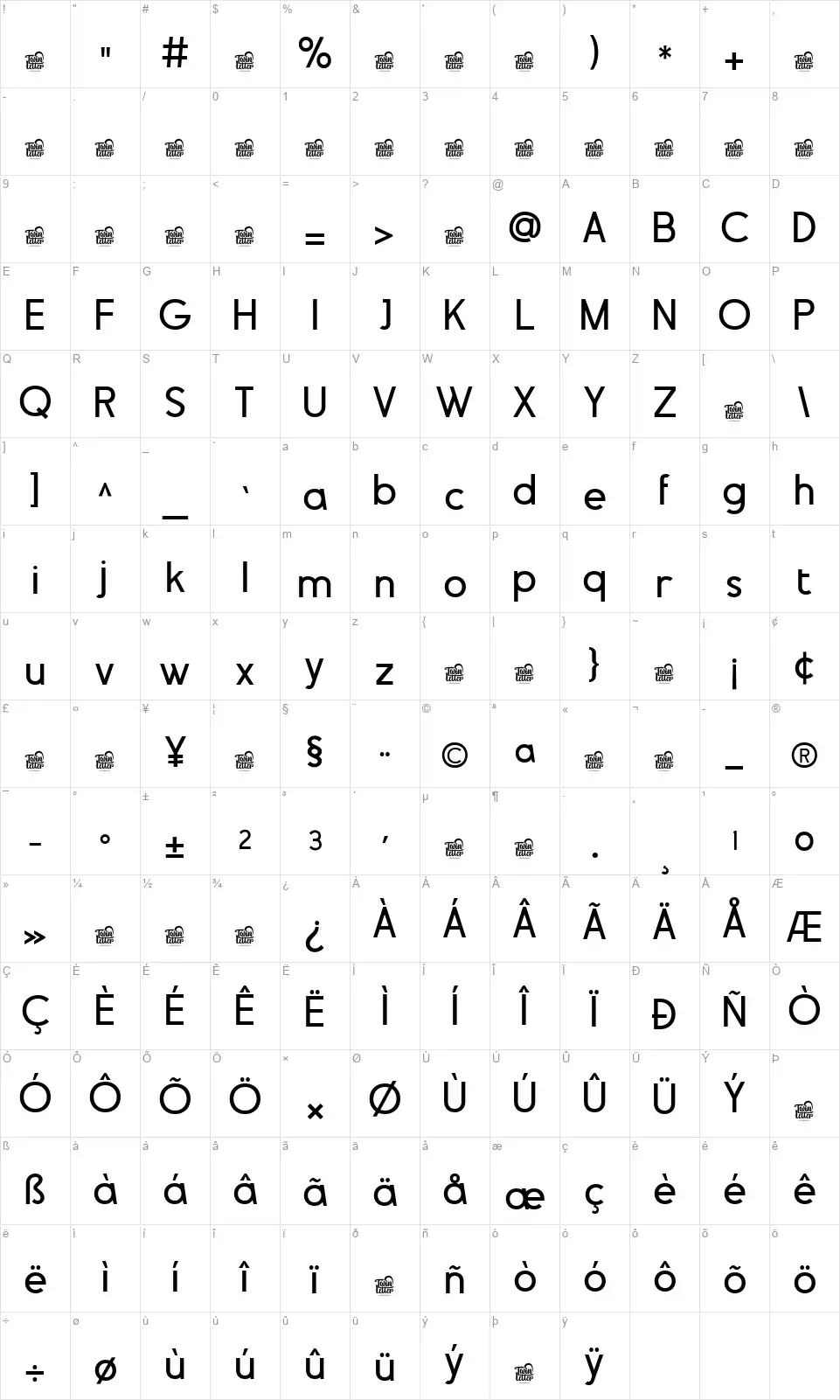 Bonceifont character map
