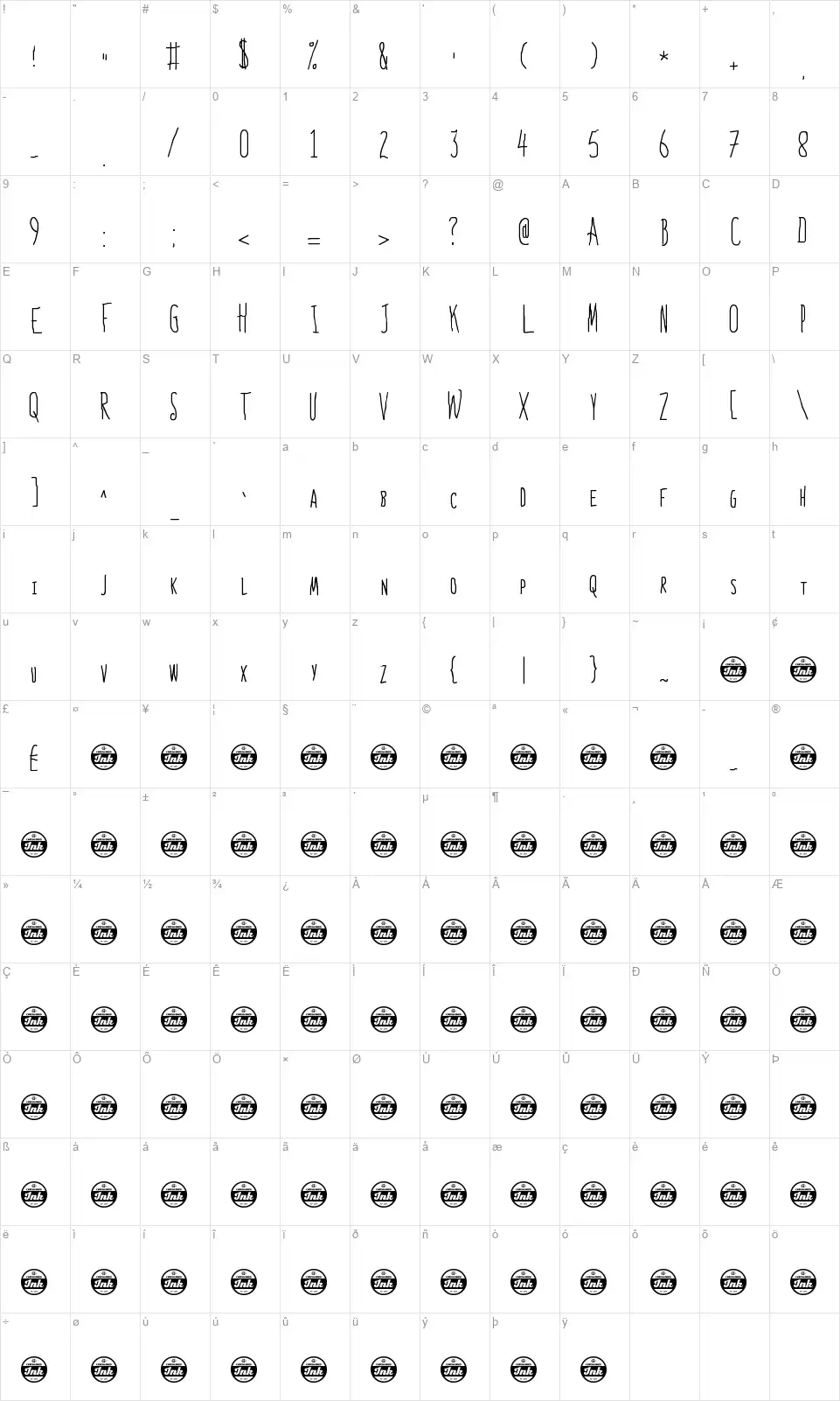 Bones to Your Generic Script Font!font character map