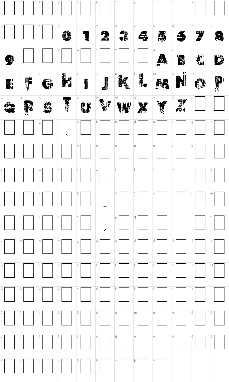 Border Linefont character map