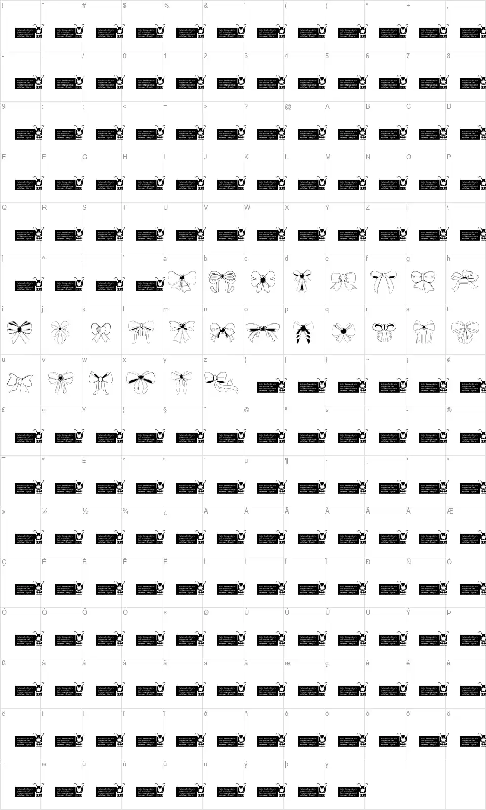 Bowfont character map