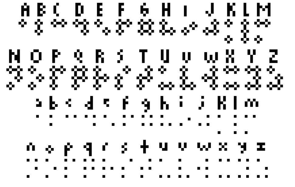 Braille Leter fonte Espécimes