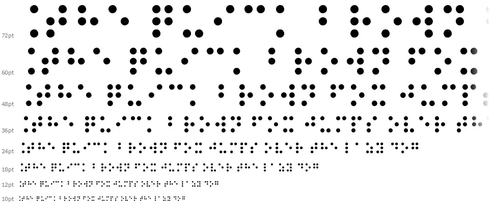 Braille Typefont waterfall