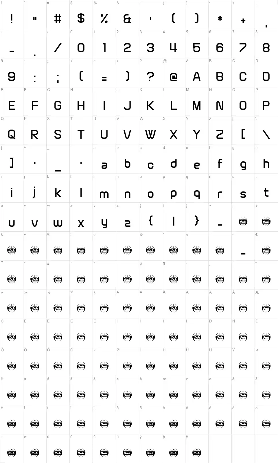 Brain Wantsfont character map