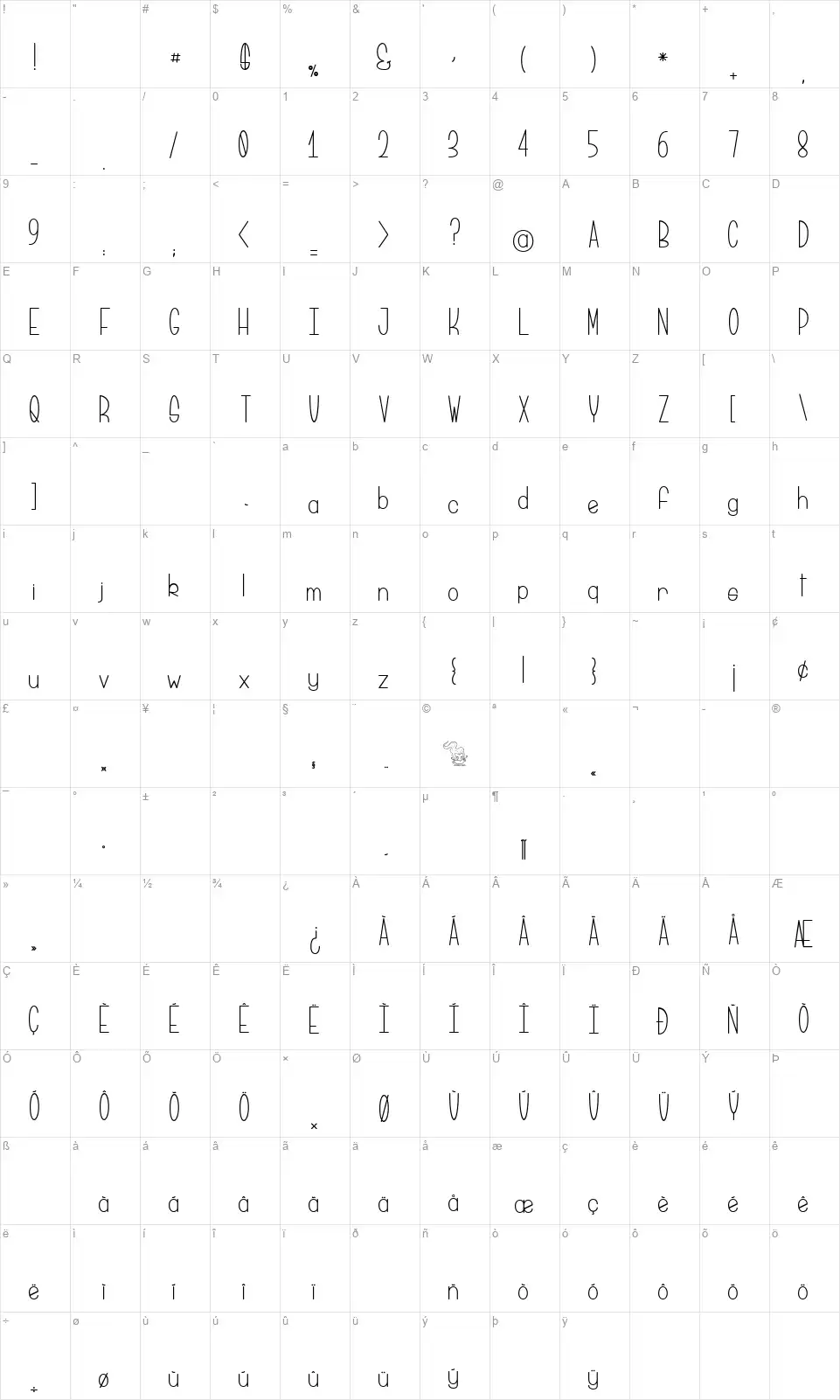 Brioche au Potironfont character map