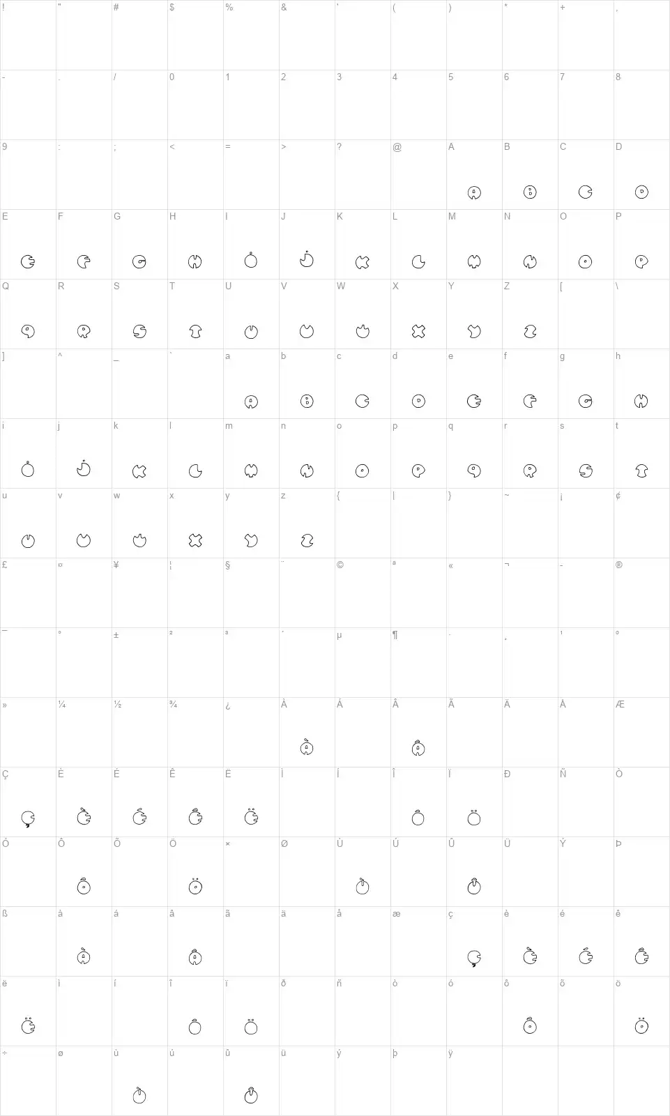 Bulles de confiancefont character map