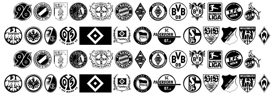 Bundesliga písmo Exempláře