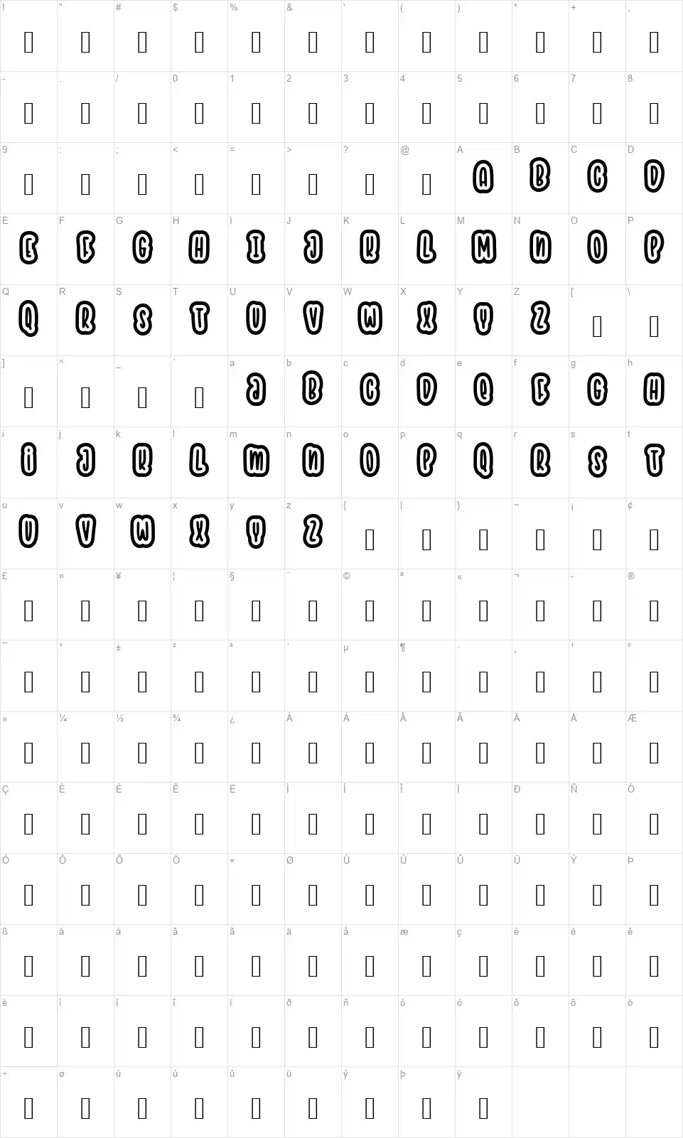 Buzzer Beaterfont character map