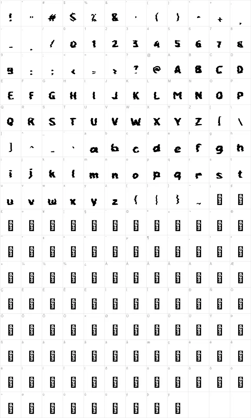 c Cement Stonefont character map
