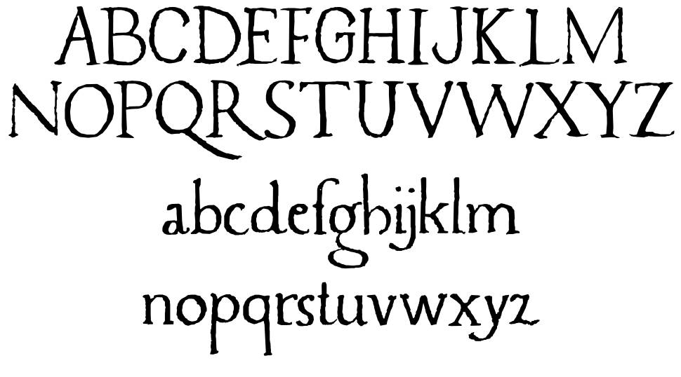 Caerphilly písmo Exempláře