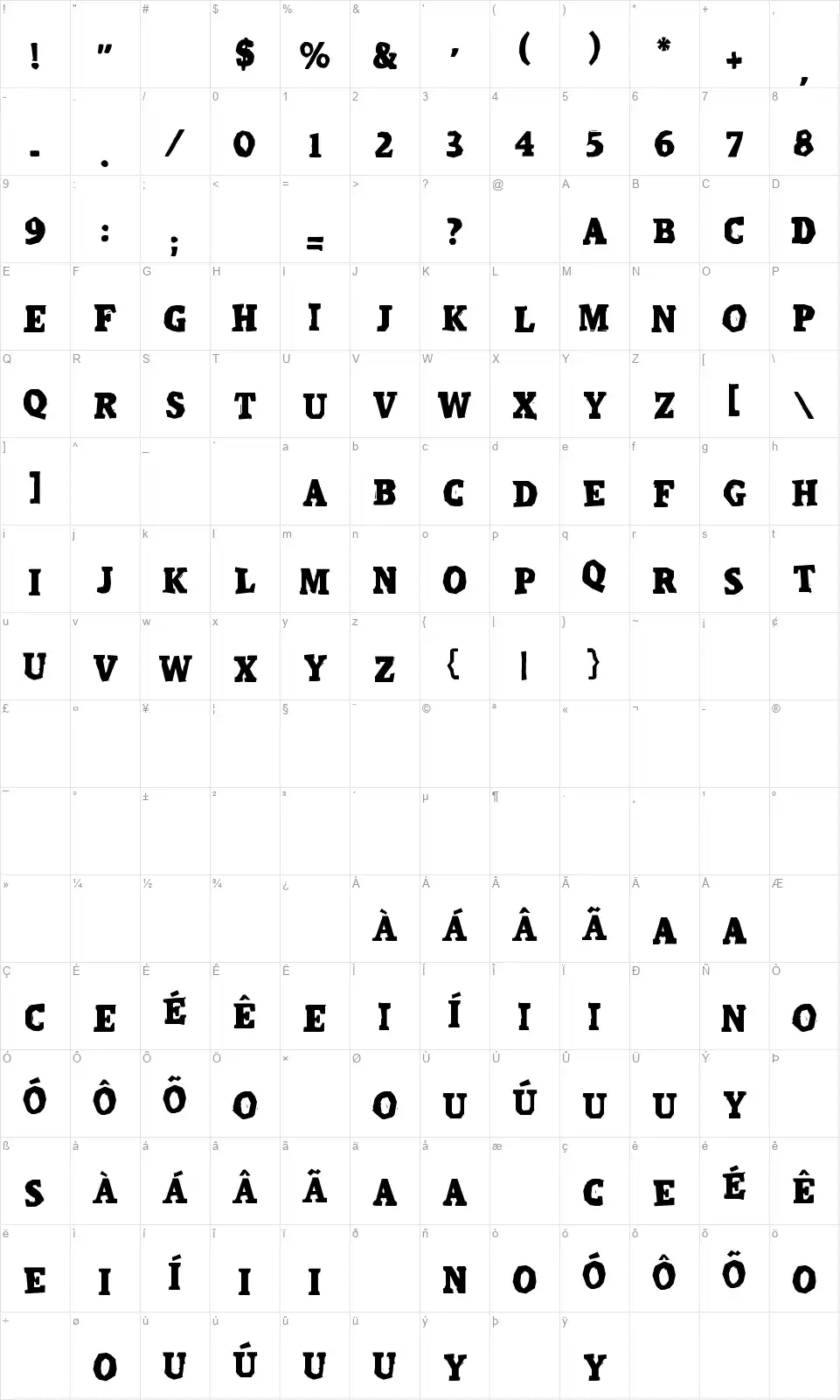 Calango Revifont character map