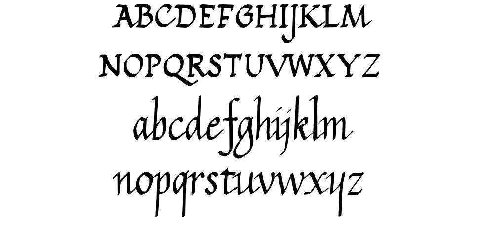 Calligraphy Unicase písmo Exempláře