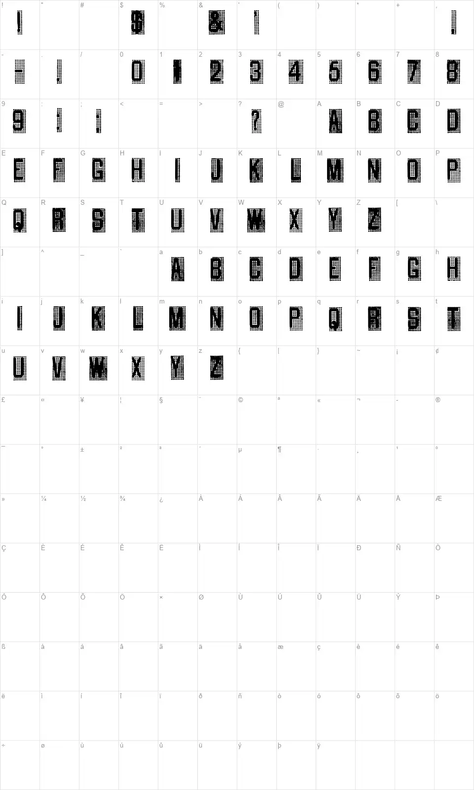 Cane Gothic Map Cane Gothicfont character map