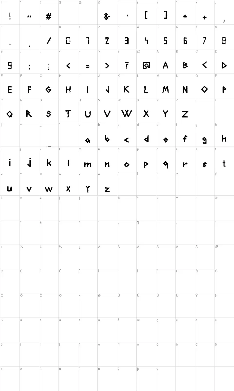 CarFontfont character map