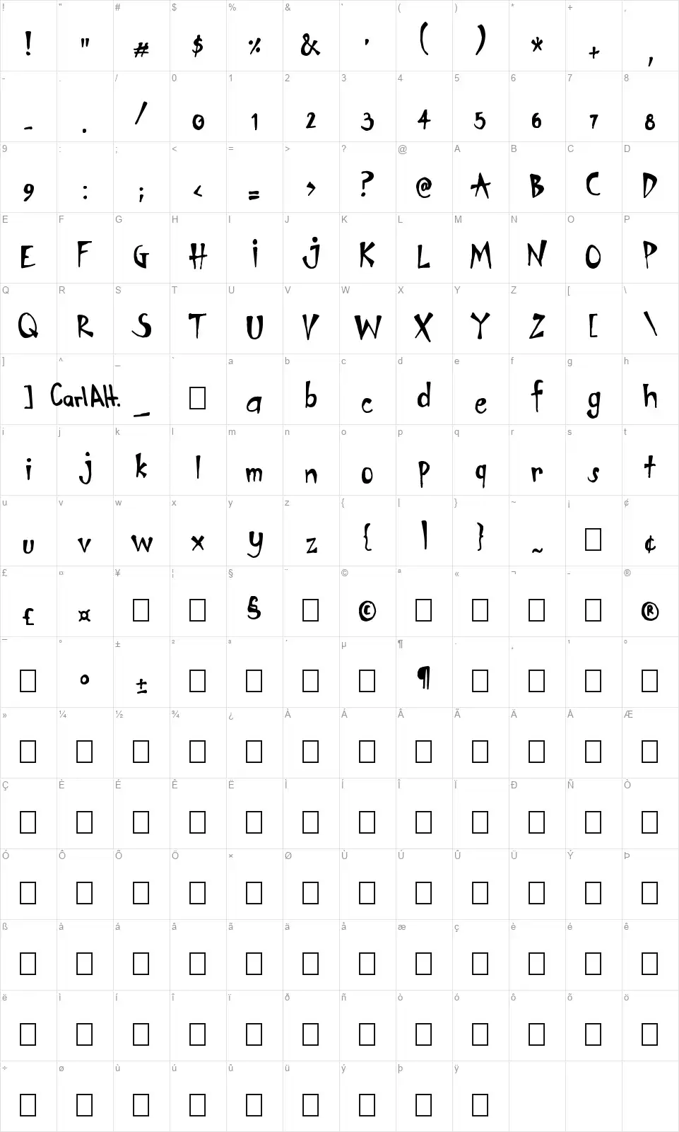Carl Altfont character map
