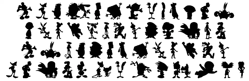 Cartoon Silhouettes font specimens