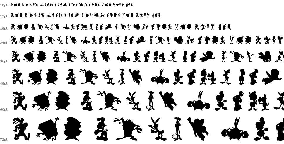 Cartoon Silhouettes písmo Vodopád