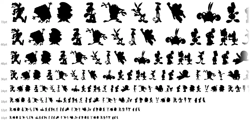 Cartoon Silhouettes písmo Vodopád