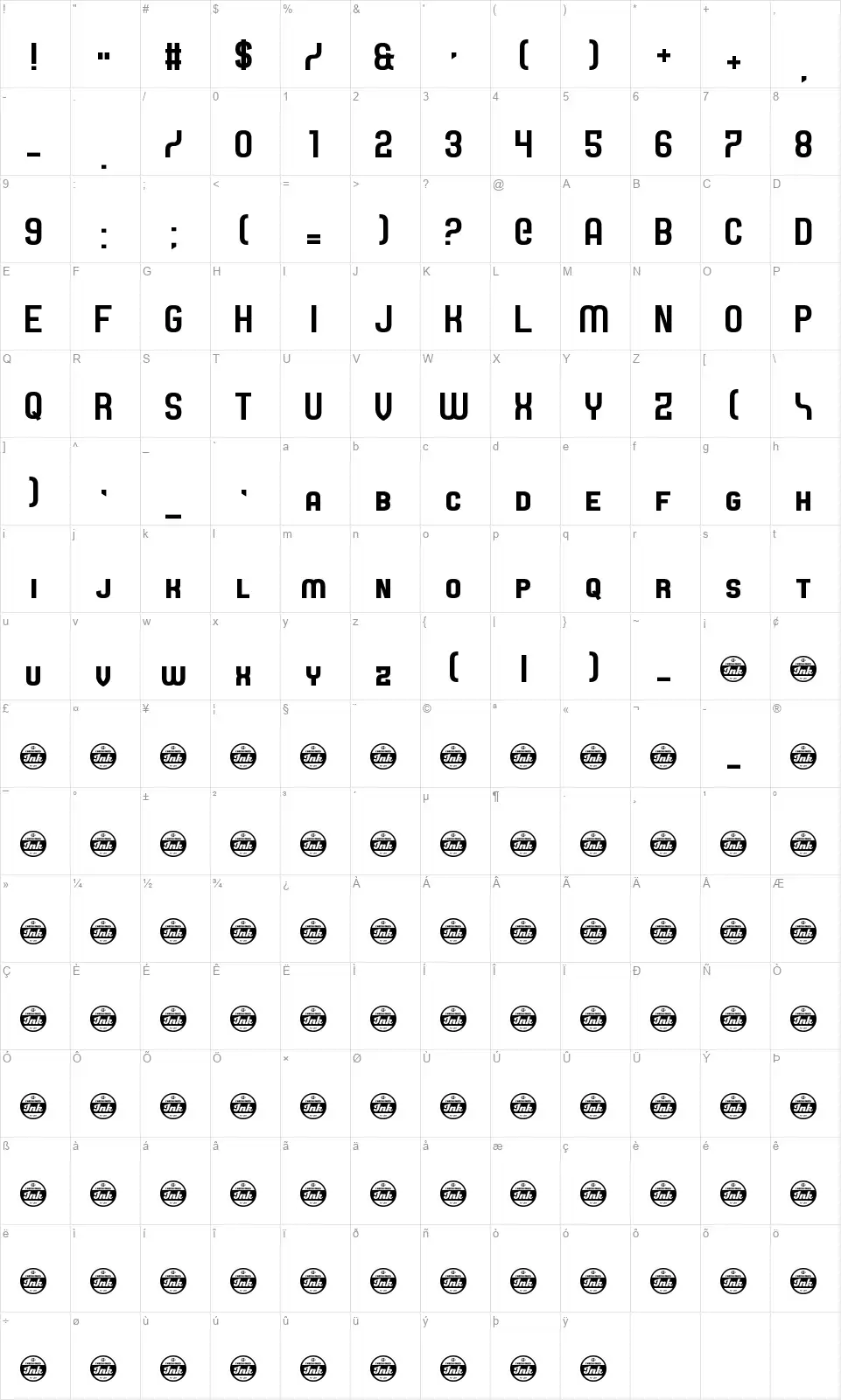 Castforcefont character map