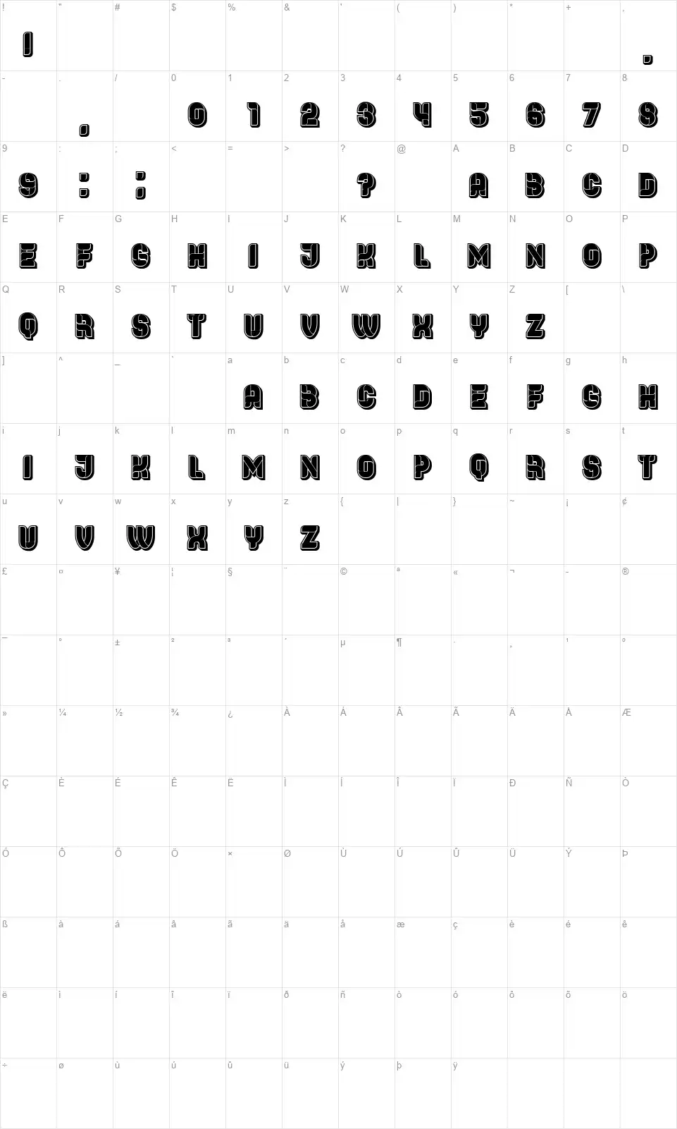 Centerfont character map