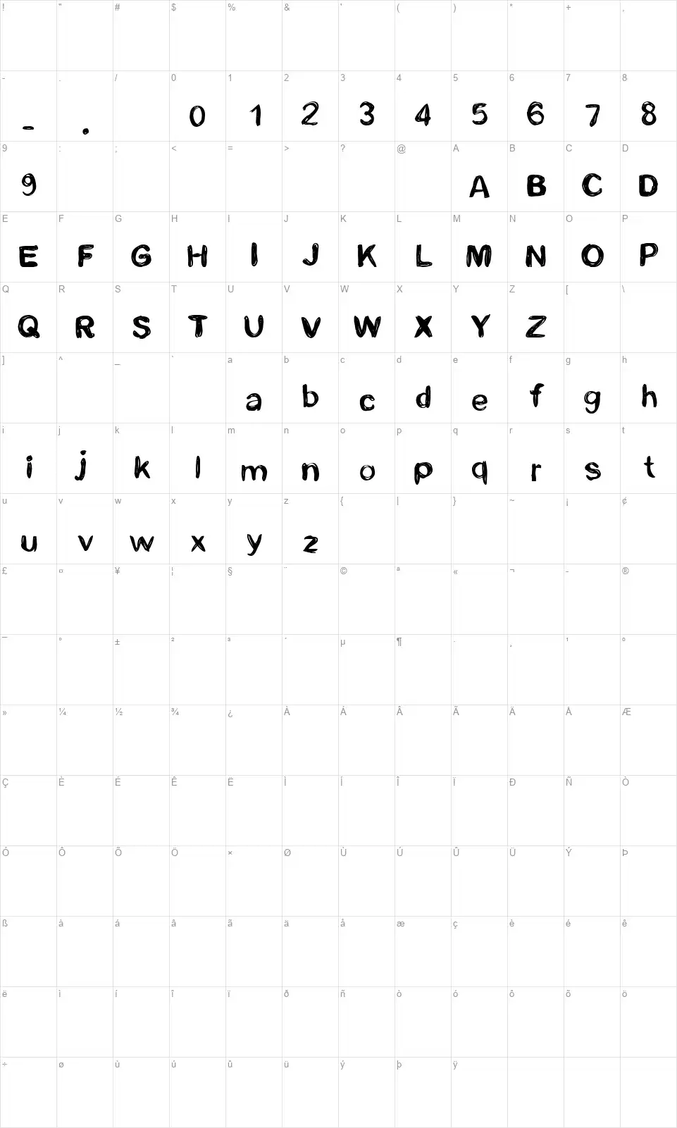 CF Life is beautifulfont character map