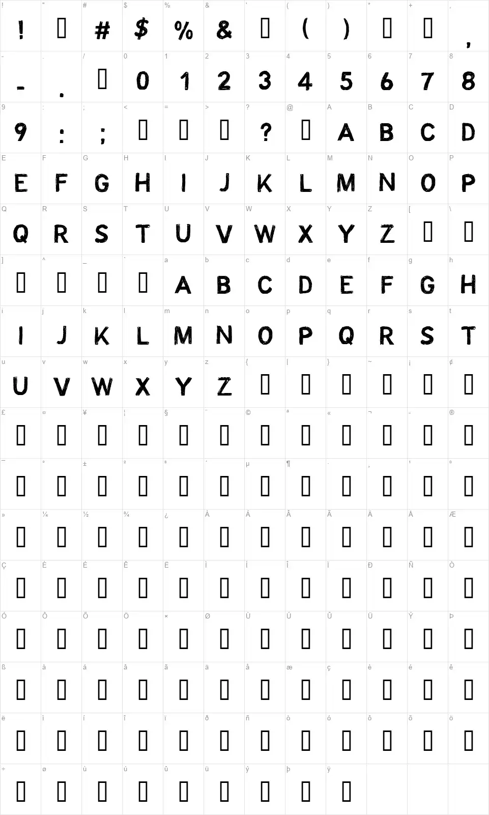 CF Octobrefont character map