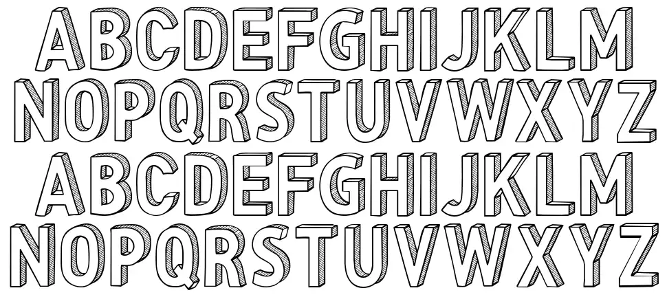 CF Three Dimensions font specimens