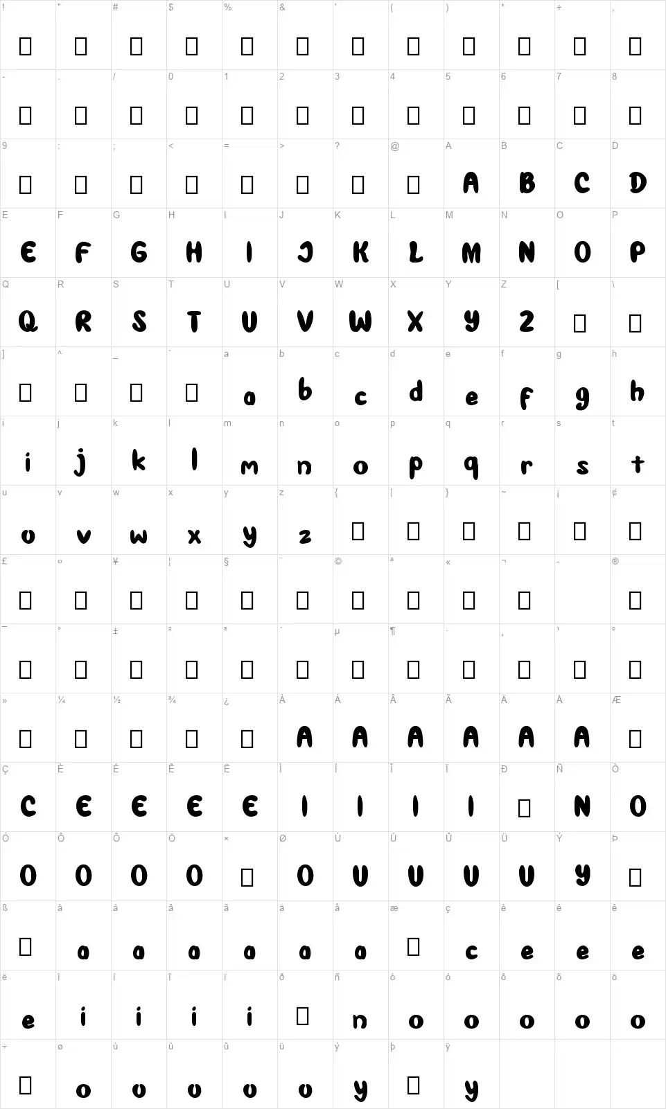 Chamoeflashefont character map