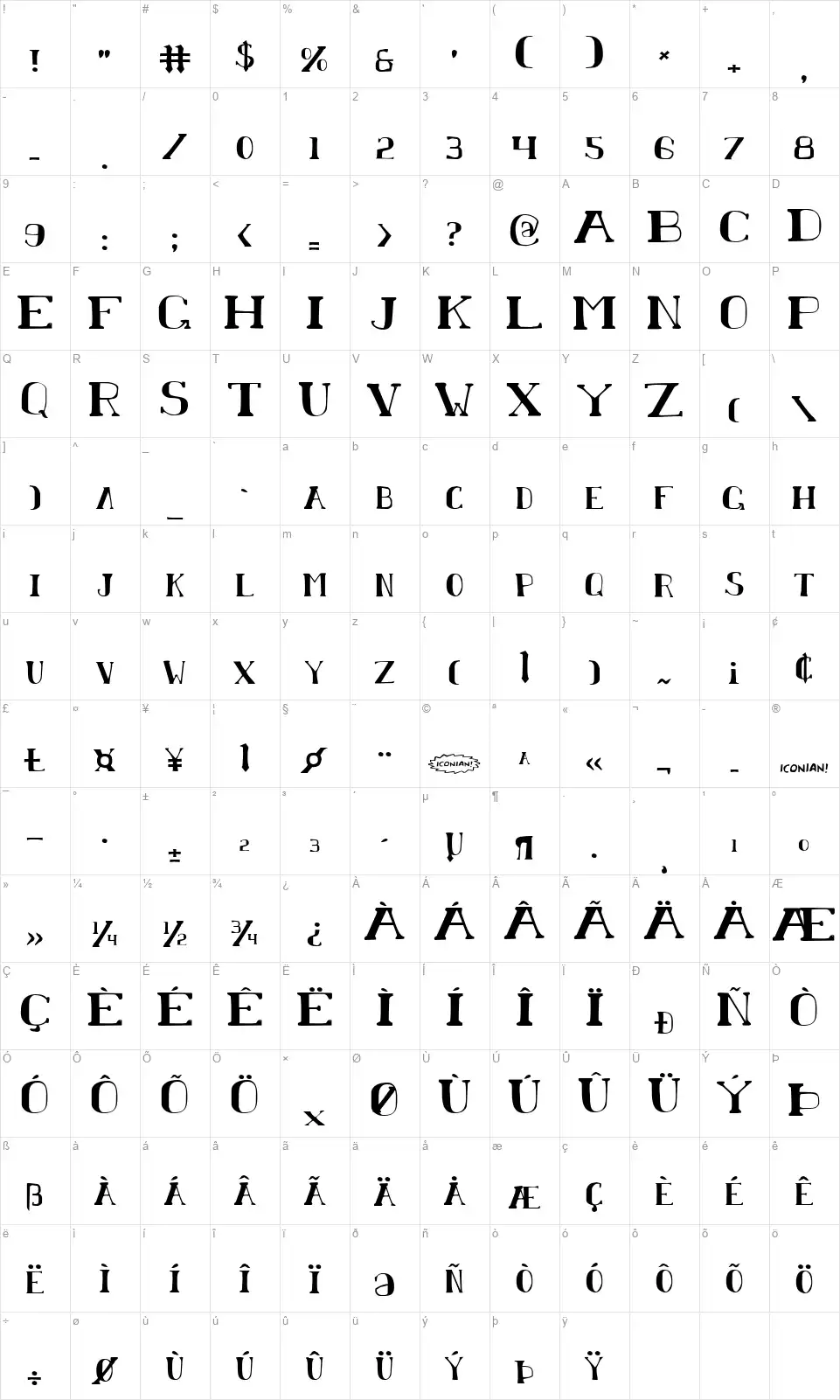 Chardin Doihlefont character map