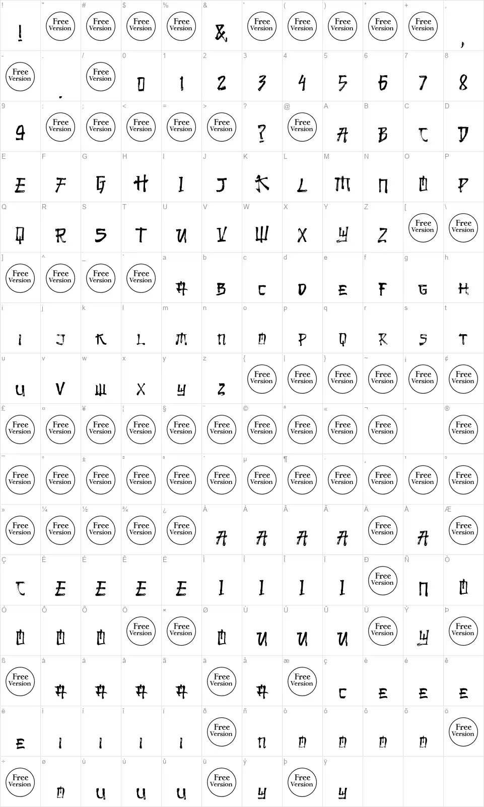 Cheap Fontfont character map