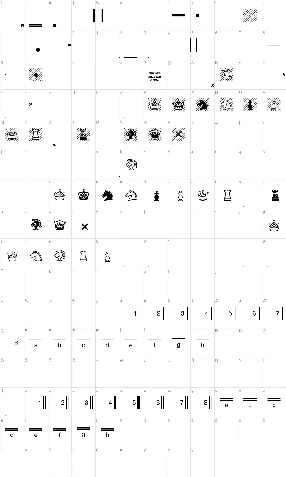 Chess Condalfont character map