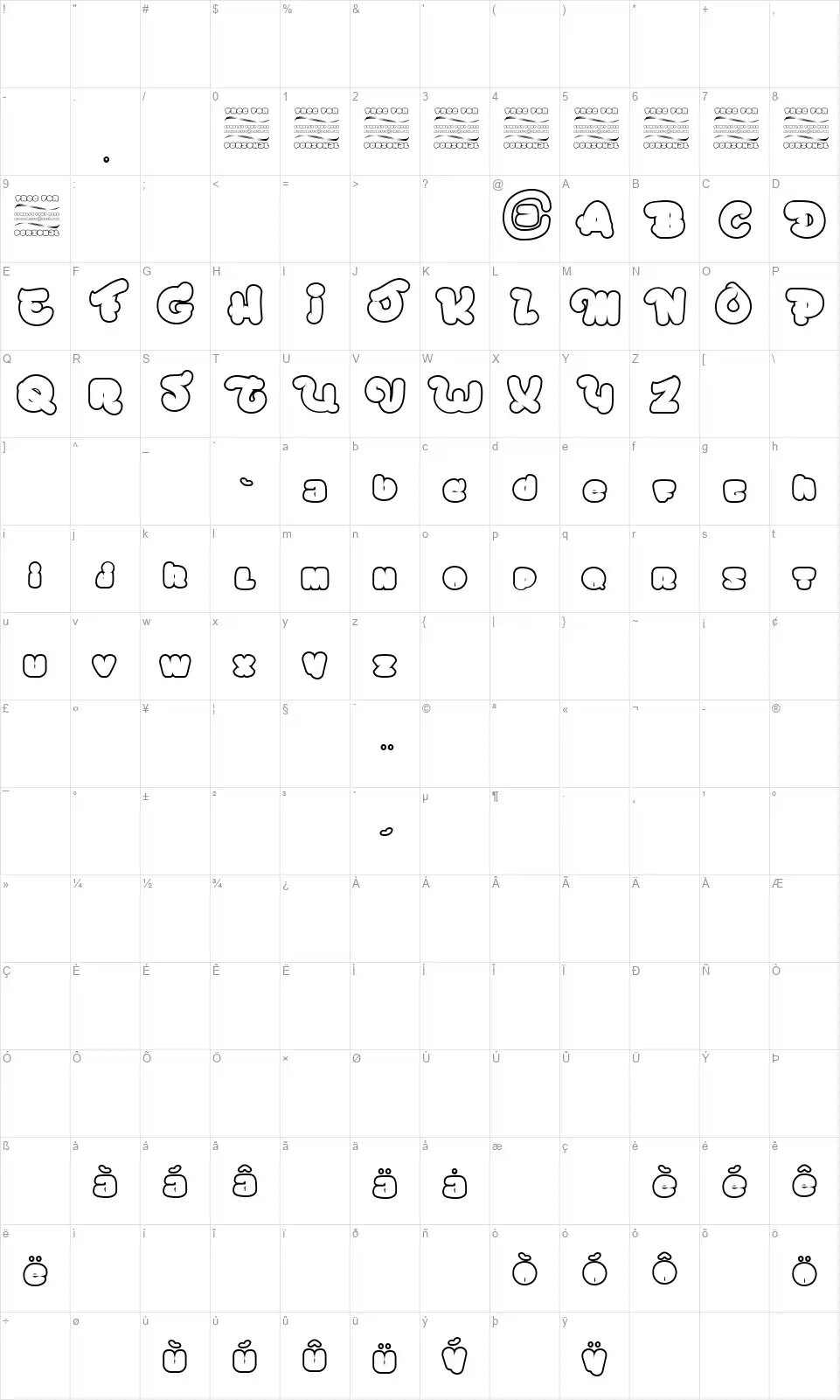 Chicago Eskimofont character map