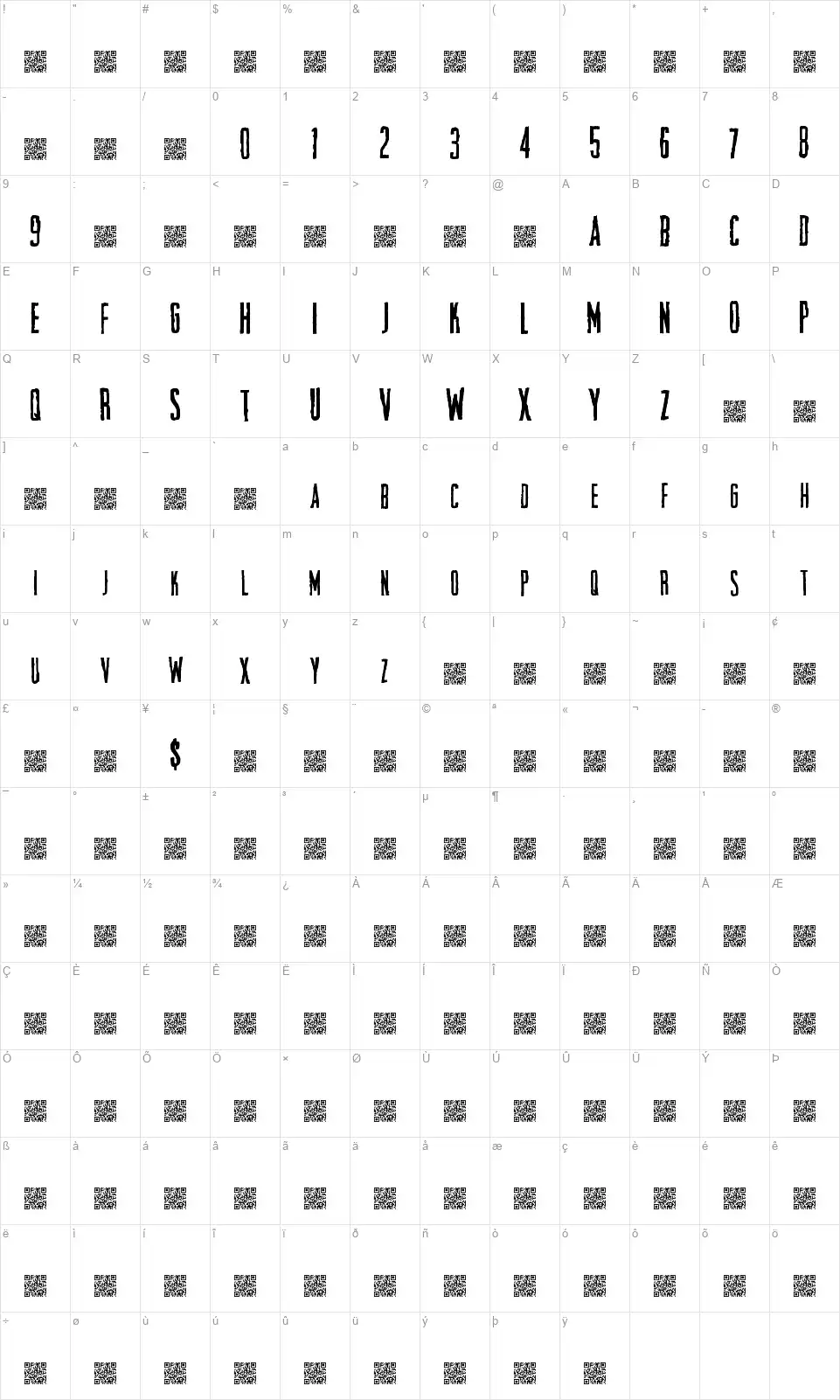 Chief Scarefont character map