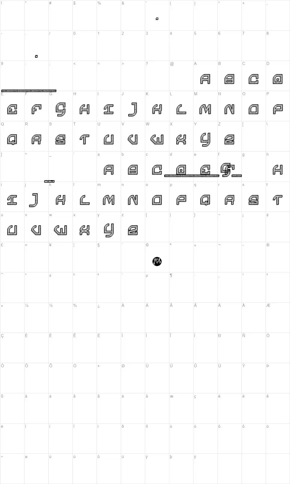 Chomagefont character map