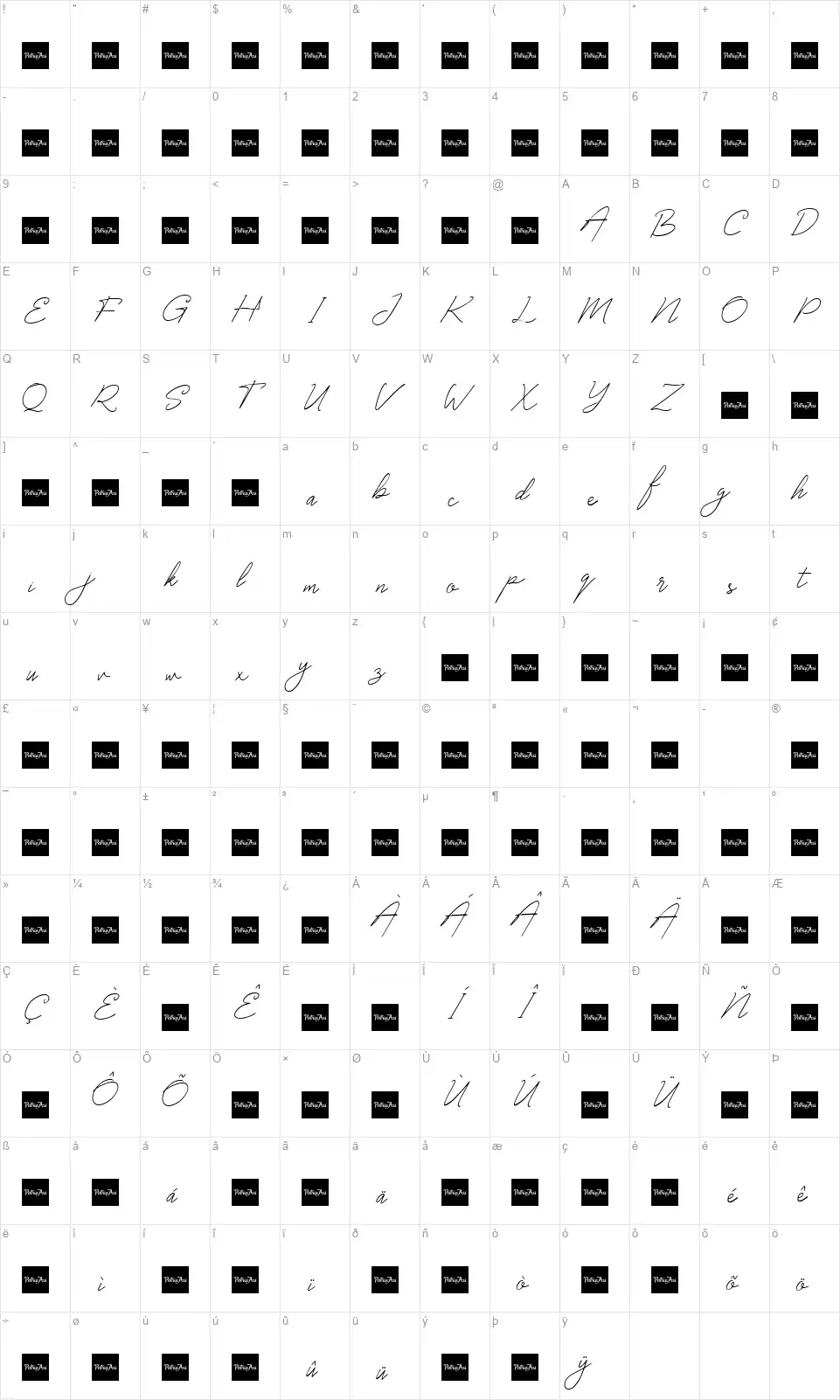 Chowgant Signaturefont character map