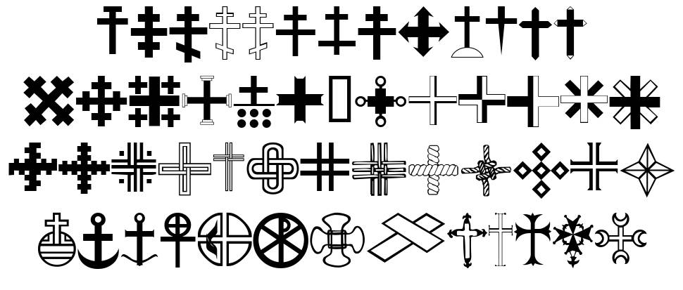 Christian Crosses font specimens