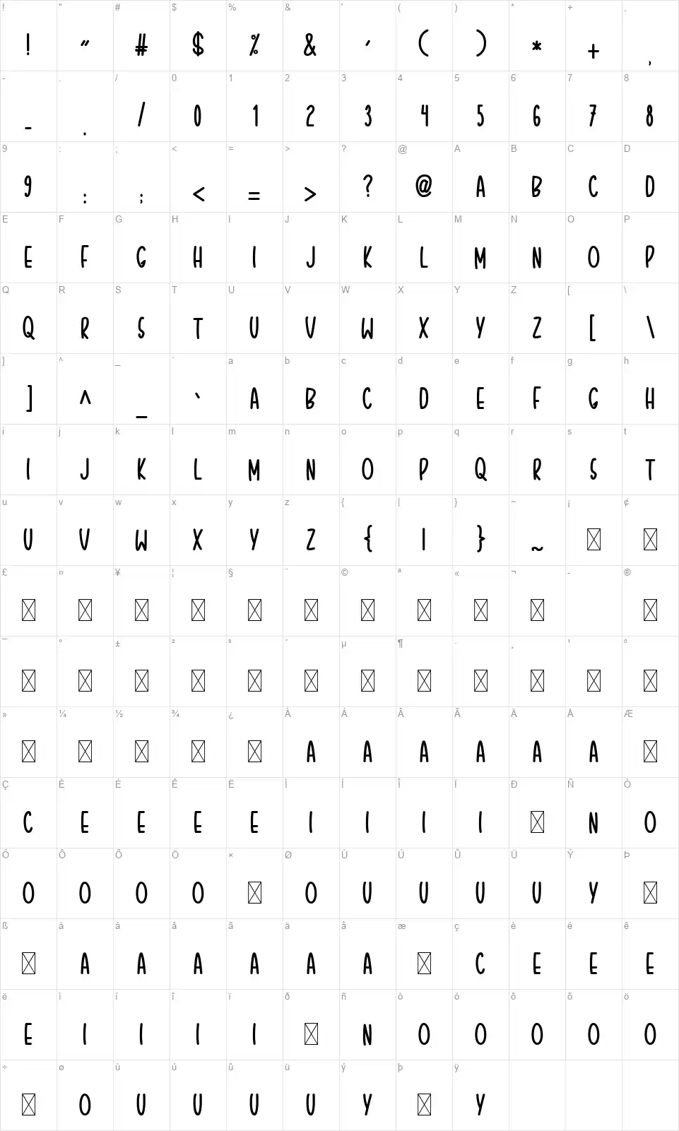 Christmas Farmhousefont character map